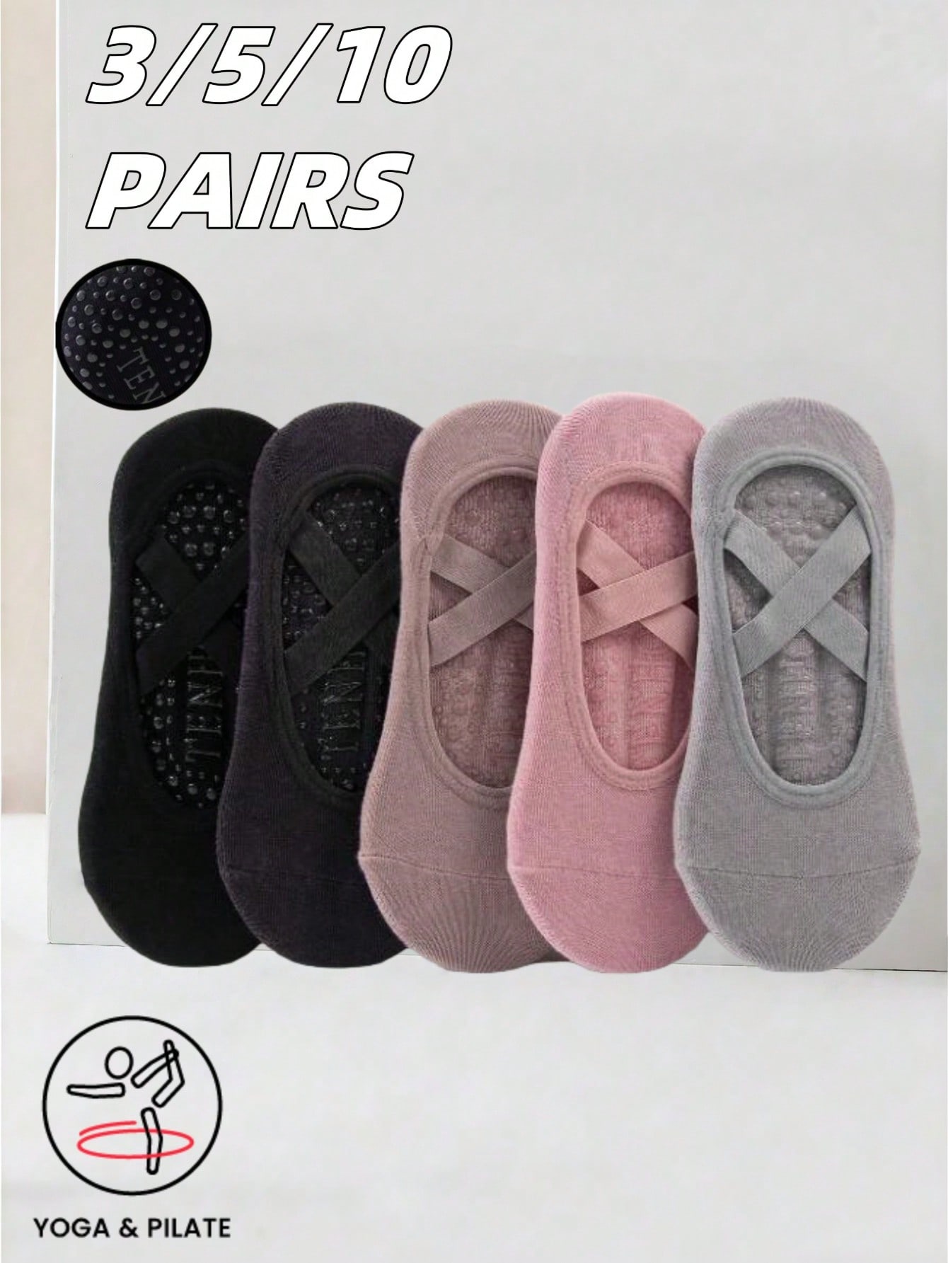 Fitness Yoga Pilates - Anti-slip silicone sole yoga socks with