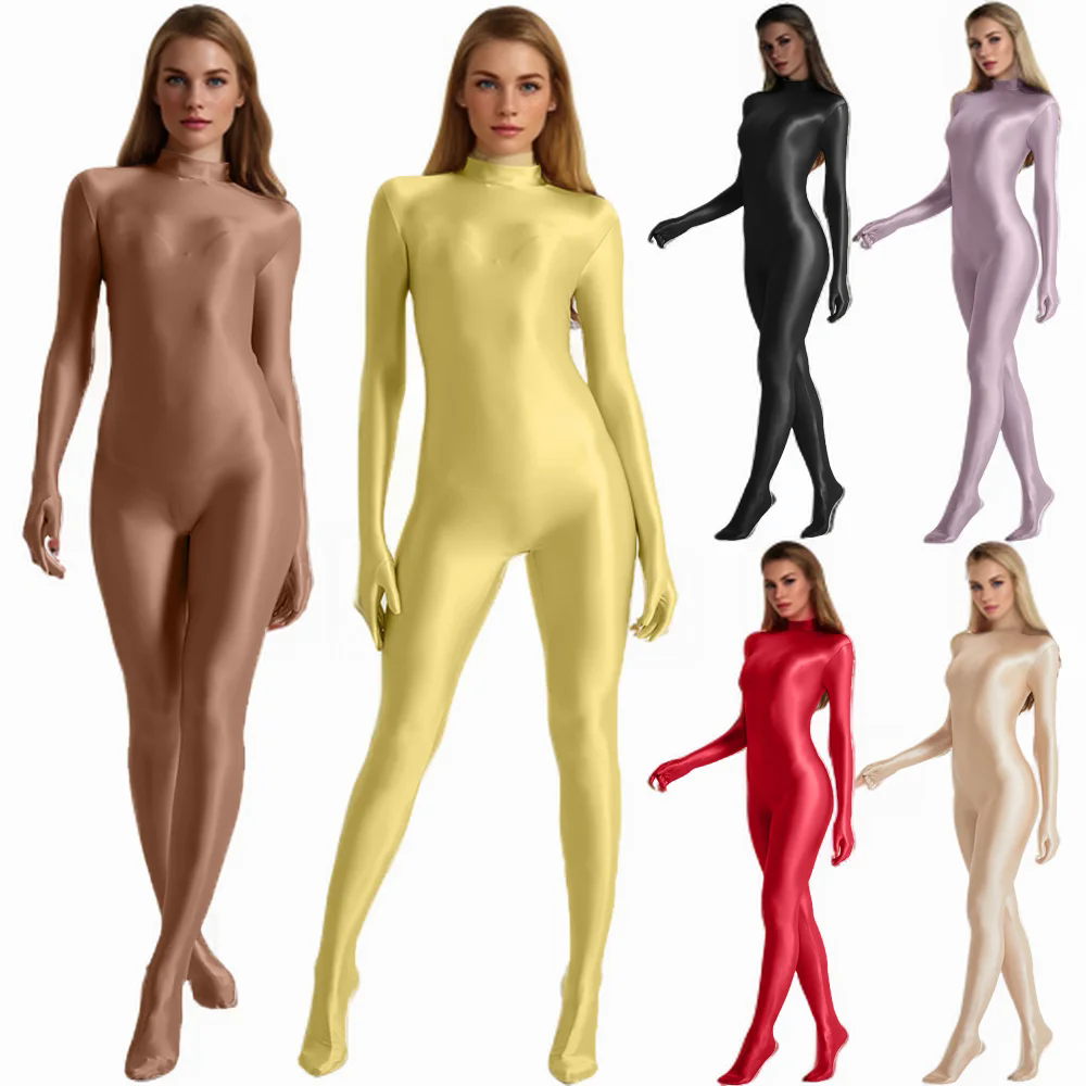 Yoga Overall Fitness - Women Oil Stretch High Neck Bodycon