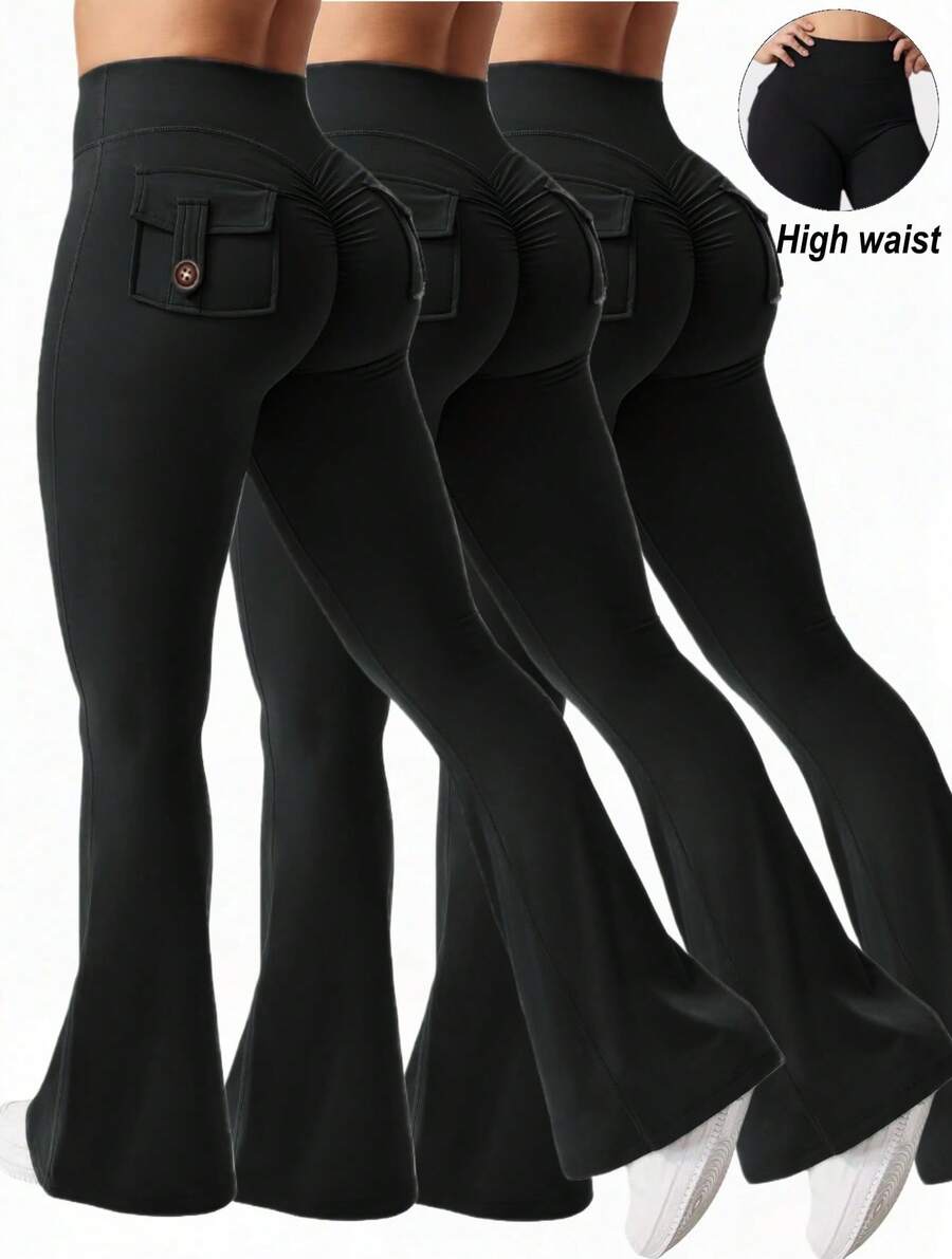 3PCS Women High-Waisted Flared – Yoga Fitness Leggings Bewertung und Preis