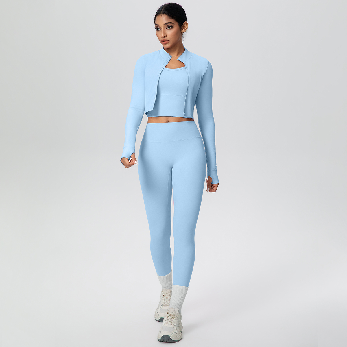 3PCS Solid Color Women Yoga Se – Yoga Fitness Jacket Bewertung und Preis